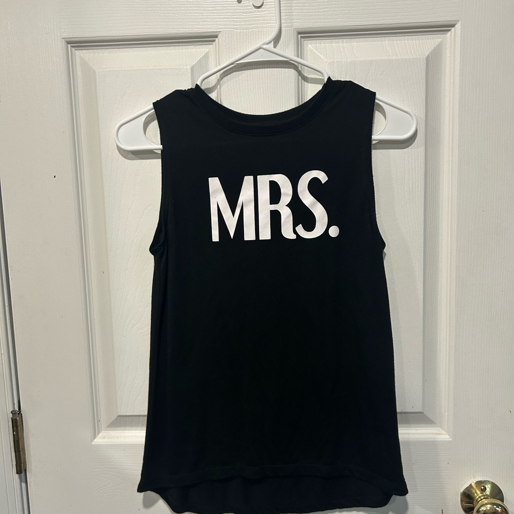 Modern Lux Black Muscle Tee with White 'MRS.' Print